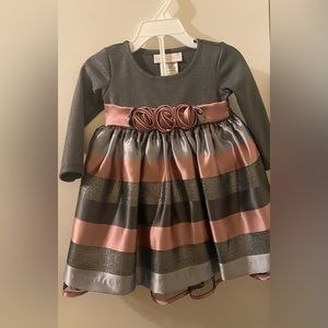 Bonnie Baby Silver and Pink Toddler Dress 12M